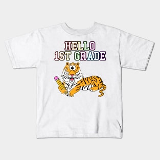 Hello 1st Grade Tiger Back To School Kids T-Shirt